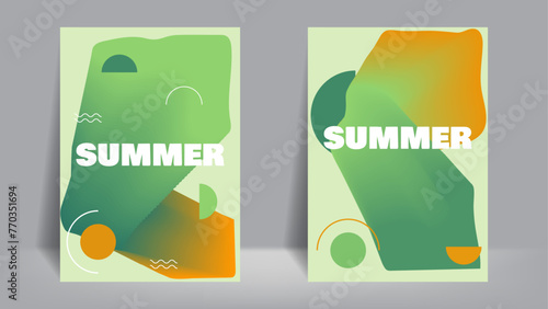 abstract cover background with green and orange. summer poster background. vector illustration