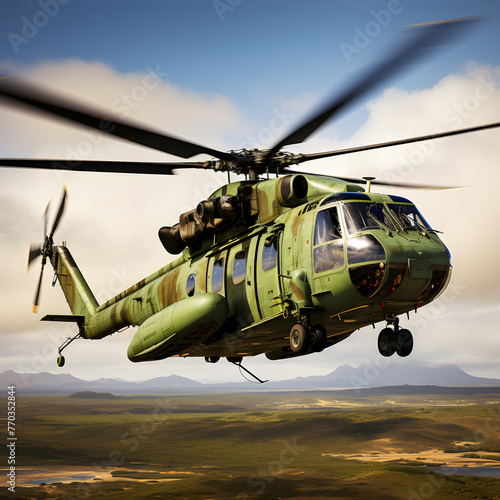 Military Might Exhibited: The Impressive HH-53 'Jolly Green Giant' Helicopter In-Flight