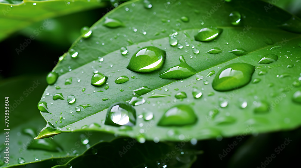water drops on green leaf water drops on green leaf