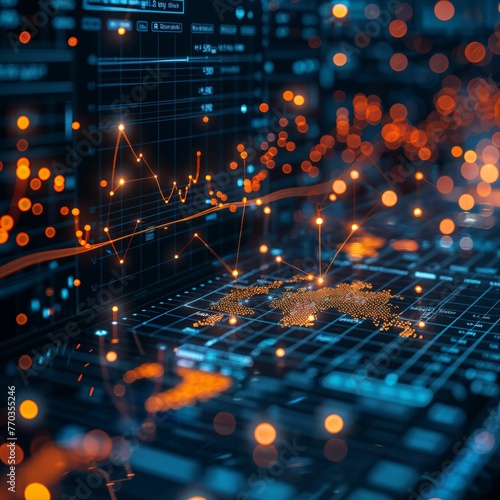 A vivid depiction of global financial interactions, with digital connections illustrating international transactions