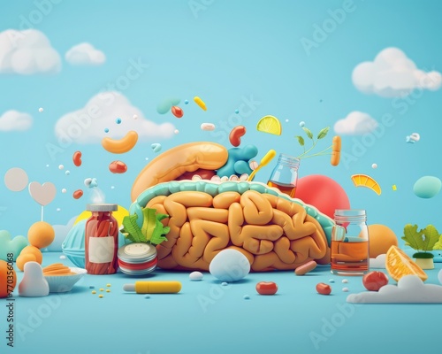 Create a visual representation of fatty liver disease, sleep apnea, and other obesityrelated health conditions in a stock image photo