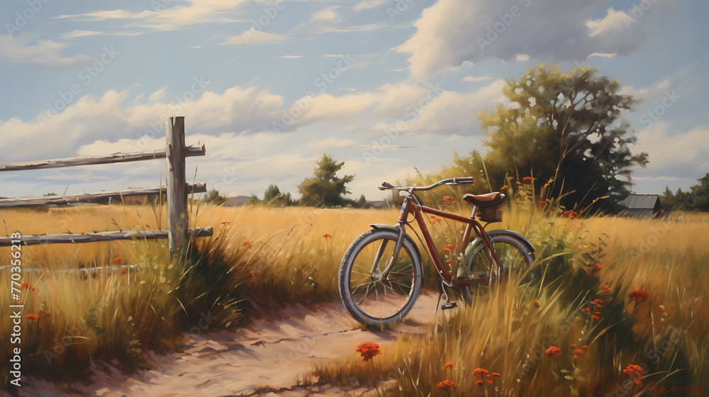 Fototapeta premium bicycle in the field