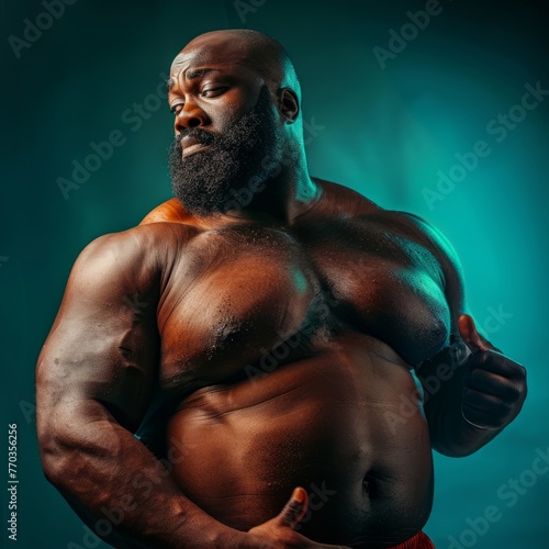 Depict the respiratory challenges, joint pain, and inflammation associated with carrying excess body fat in a stock photo