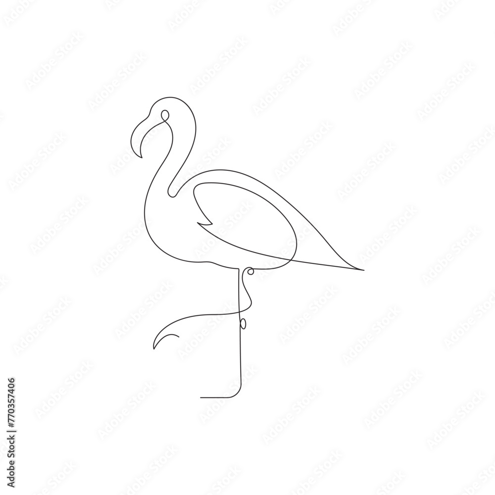 Obraz premium Continuous one line drawing of Flamingo outline Vector illustration design