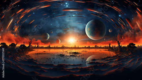 panoramic view of starry night sky