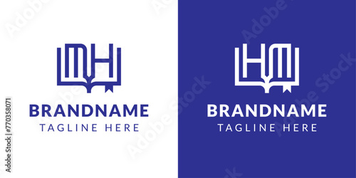 Letters HM and MH Book Logo, suitable for business related to book with HM or MH initials