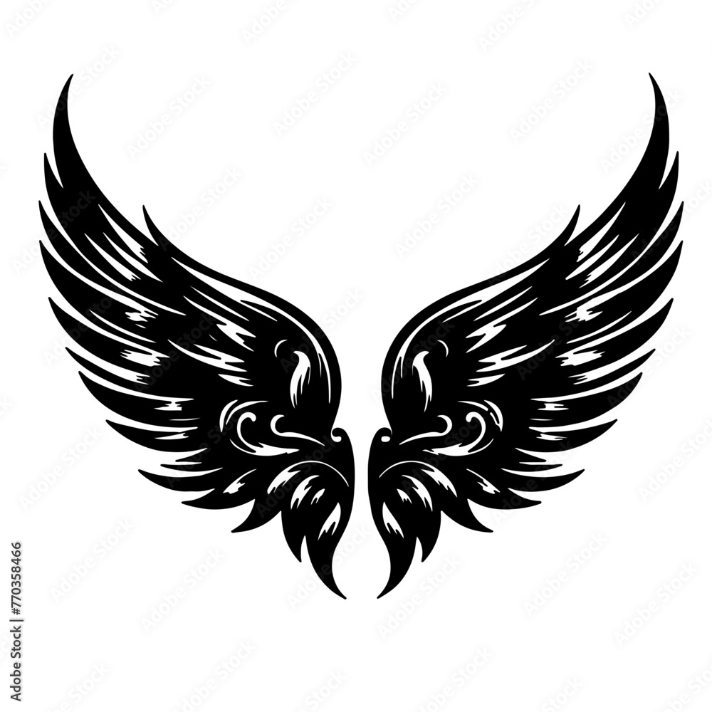 Obraz premium wings tattoo vector silhouette