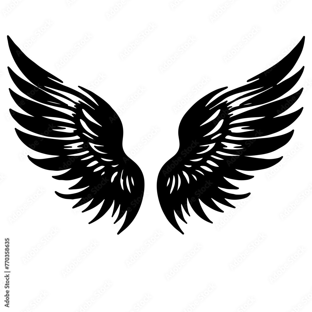 Obraz premium wings tattoo vector silhouette