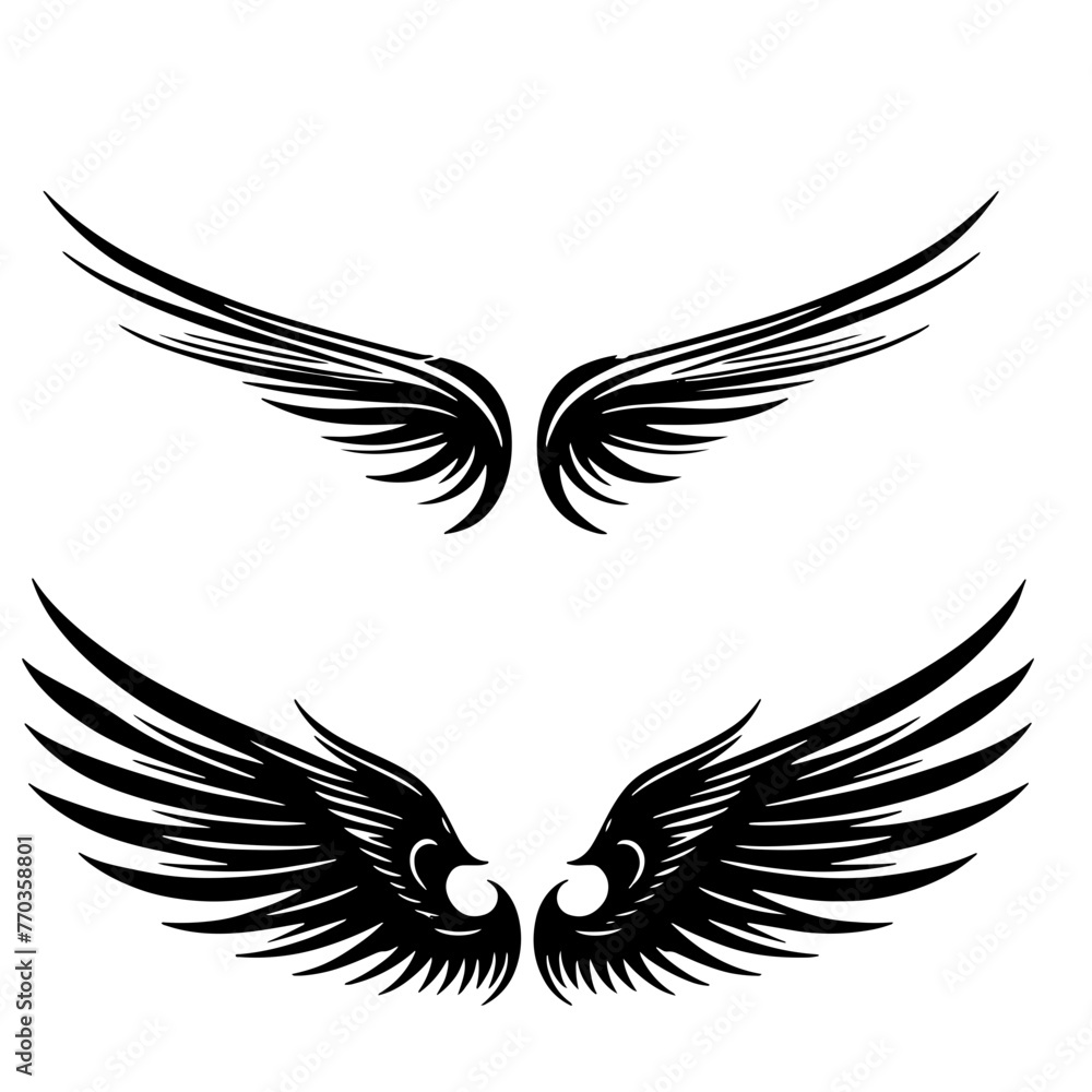 Fototapeta premium wings tattoo vector silhouette