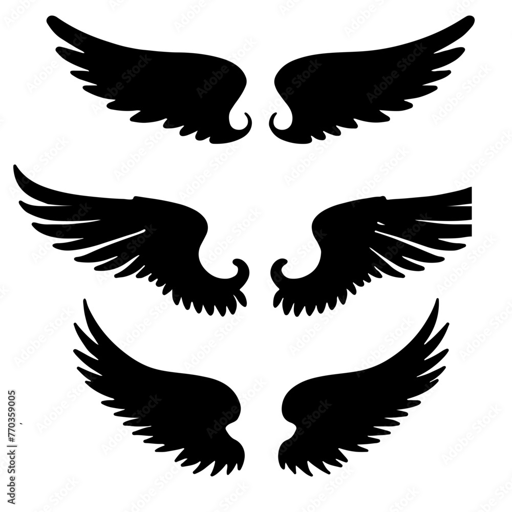 Fototapeta premium wings tattoo vector silhouette