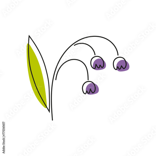 Hand drawn doodle flower. Stylized bluebell. Decorative element for wedding, birthday design.