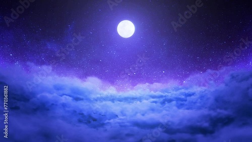 月夜に雲海が広がるループ映像