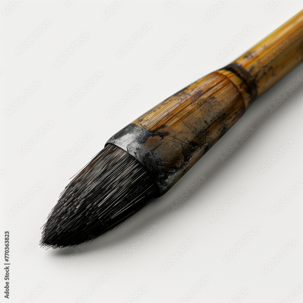 Old Chinese Calligraphy Brush Close-Up Old Chinese Calligraphy Brush Close-Up