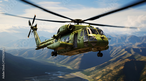 Military Might Exhibited: The Impressive HH-53 'Jolly Green Giant' Helicopter In-Flight