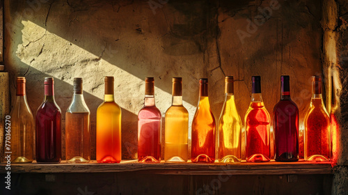 Assorted Bottles of Wine in a Cellar photo