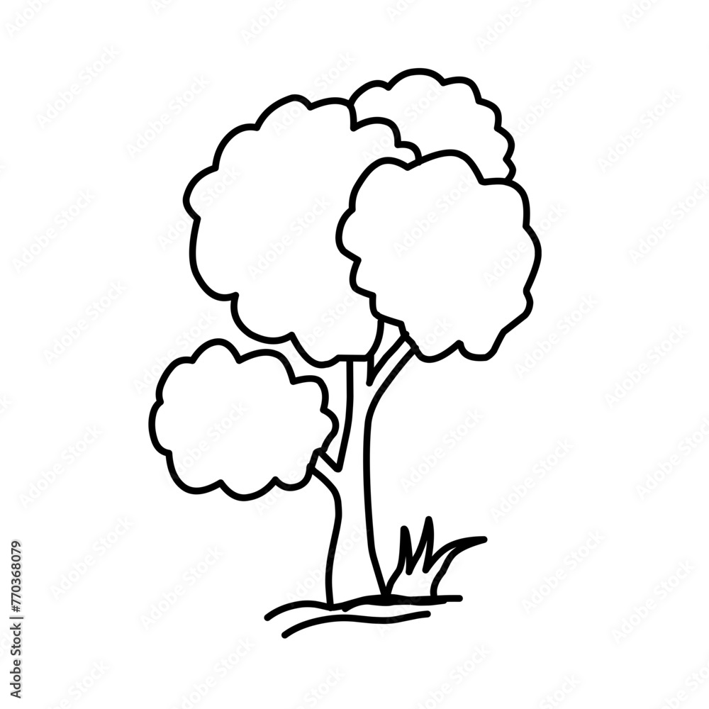 Doodle of tree collection hand draw vector illustration.