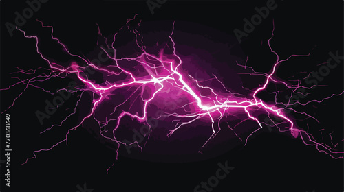 Isolated pink electrical lightning strike visual effect