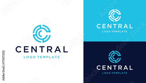 Modern Initial Letter C with Circular Circle Center Core Connection Technology Logo Design