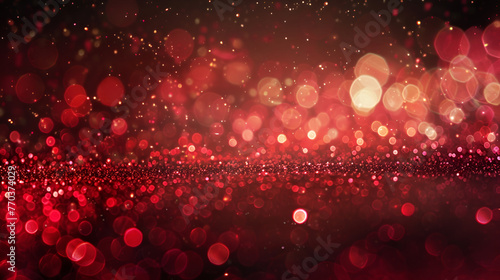 Defocused abstract red lights background,Red shiny festive beautiful background. Beautiful background of defocused shiny red round circles, festive bokeh
