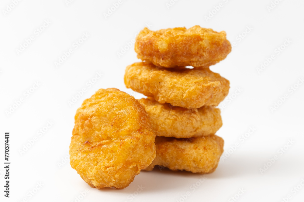 Chicken nuggets on white background