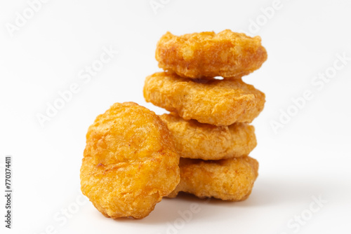 Chicken nuggets on white background