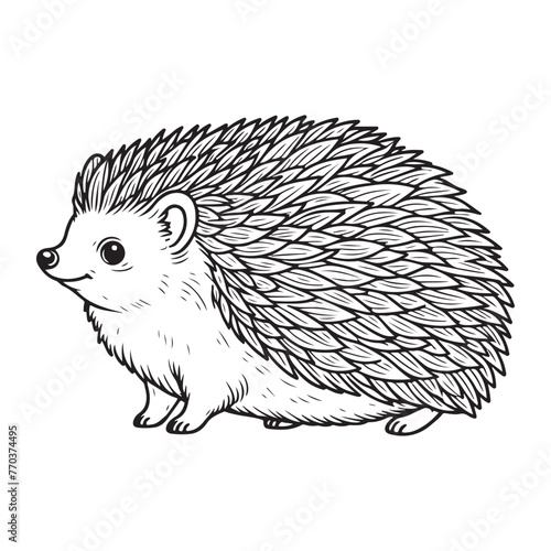 Line art of hedgehog cartoon vector