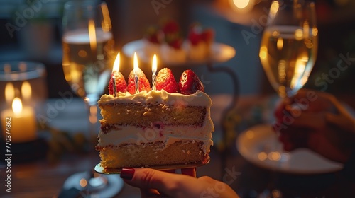 legant Birthday Celebration with Gourmet Cake and Wine photo