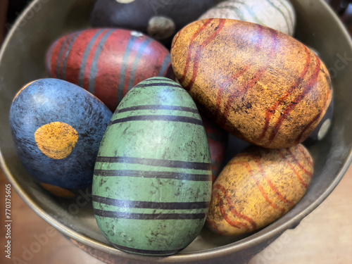 colorful easter eggs in a bowl