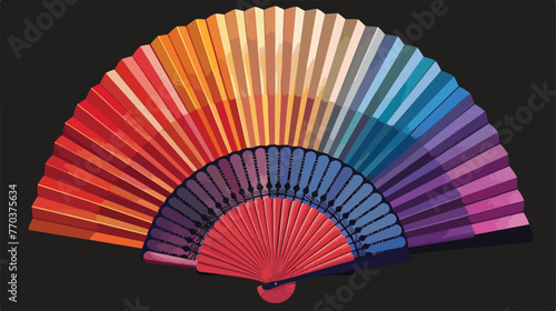 Many colorful hand fans vorming a big hand fan