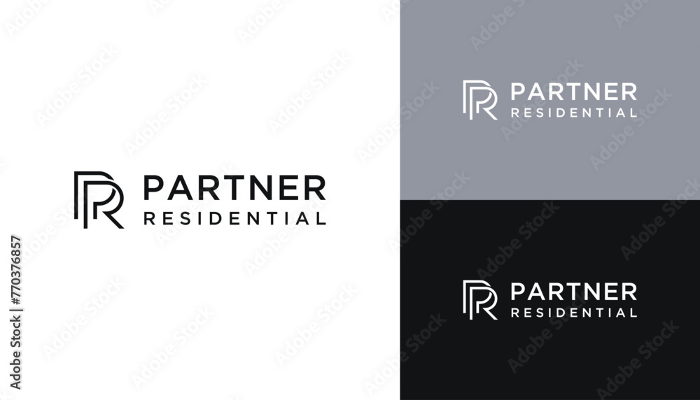 Initial Letter P R PR Monogram with Simple Connected Line Art Logo Design Initial Letter P R PR Monogram with Simple Connected Line Art Logo Design