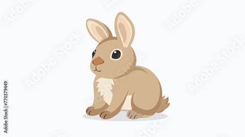 Circle rabbit cartoon Flat vector isolated on white background © Megan