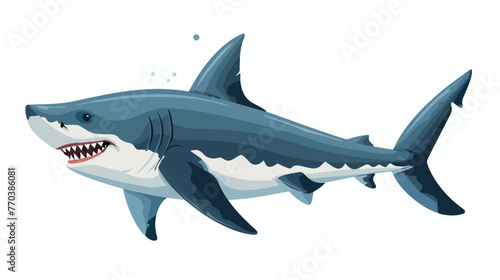 Cute smiling shark flat picture. Comic predator fish