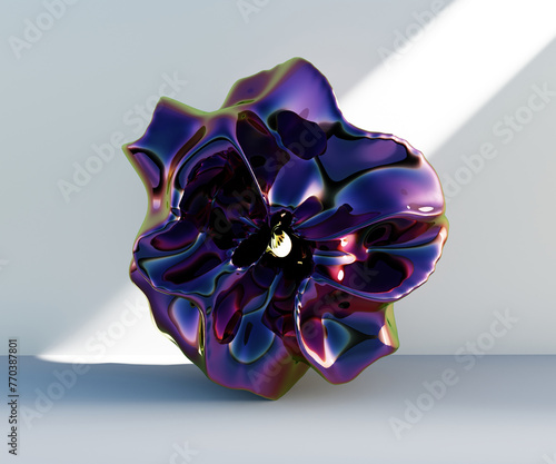 3d render, abstract geometric torus shape, cracked surface with hole. Split object isolated on white background. Minimal design.