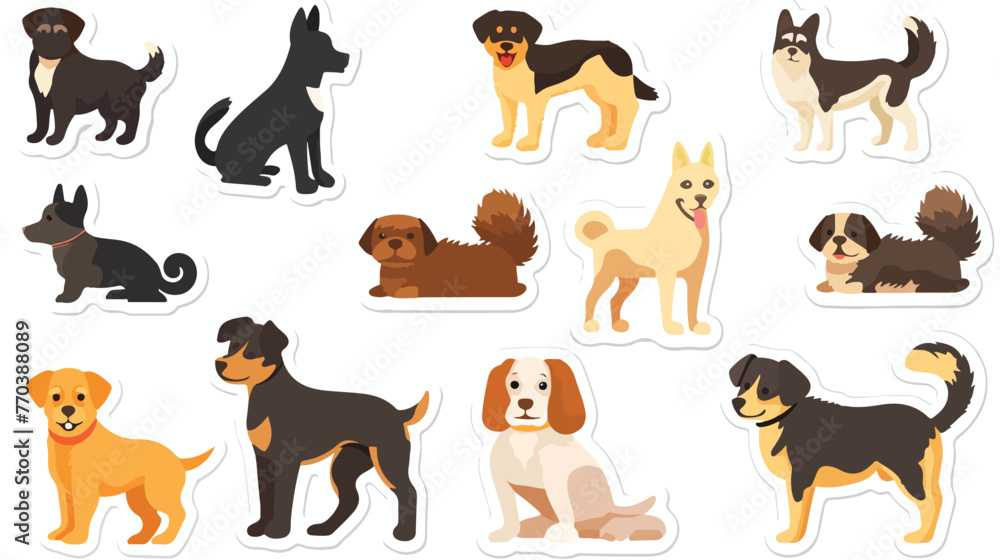 Dog Stickers Flat Icon  Flat vector isolated on white