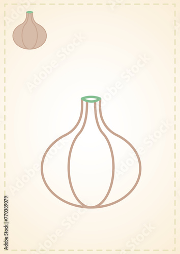 blank coloring page garlic greens fruits vegetables color layout illustration