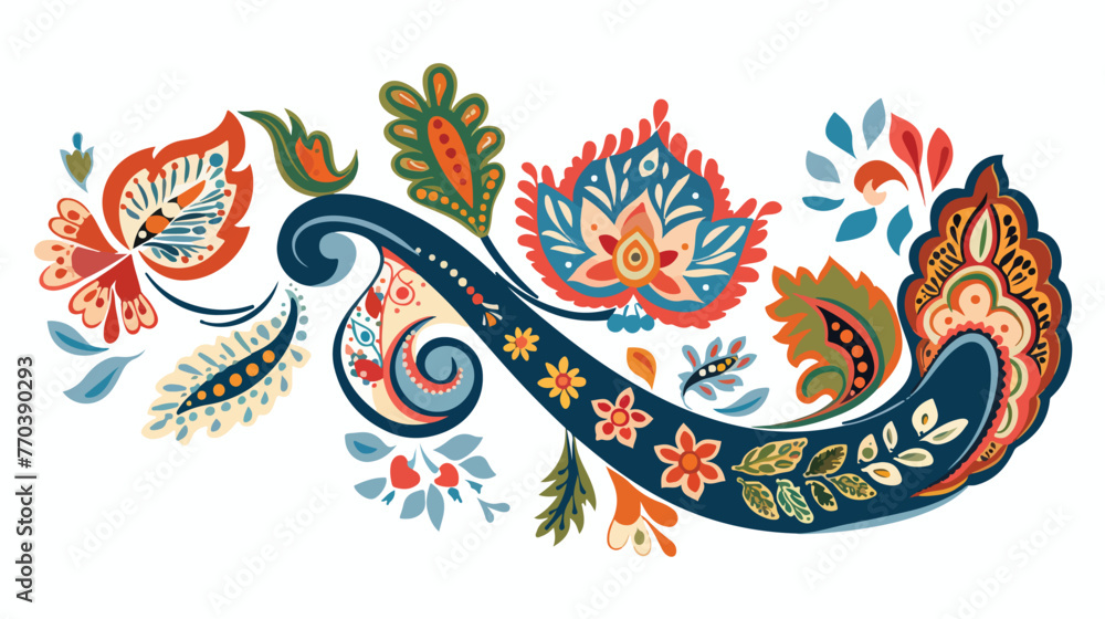 Floral isolated paisley vector ornament Flat vector illustration