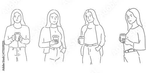  Vector women holding a cup of  coffe 