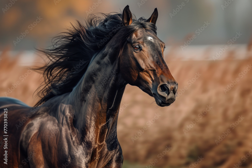 Majestic Black Horse Running Free. Majestic Black Horse Running Free.