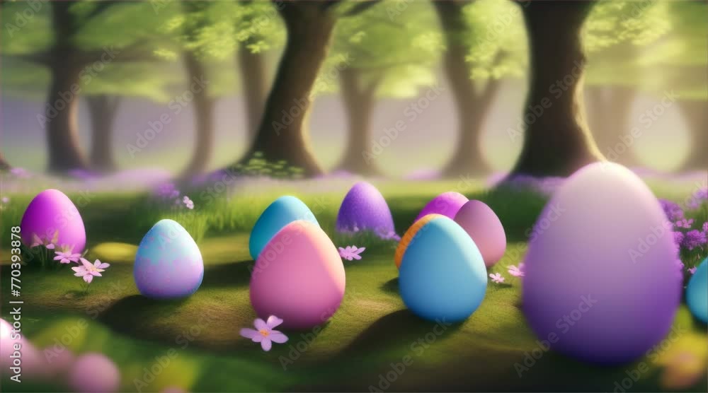 Easter Egg Hunt in the Colorful Spring Garden Easter Egg Hunt in the Colorful Spring Garden