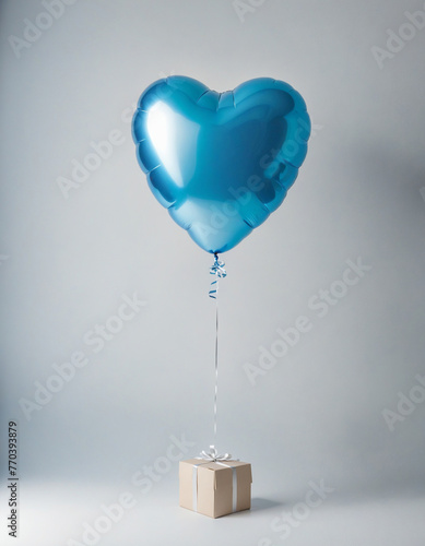 Baby blue heart balloon for party and celebration colorful background