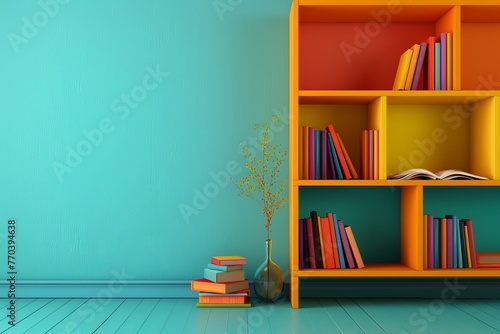 Wallpaper Mural A colorful bookshelf with a book open on it Torontodigital.ca