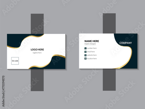 clean and simple golden gradient business card 