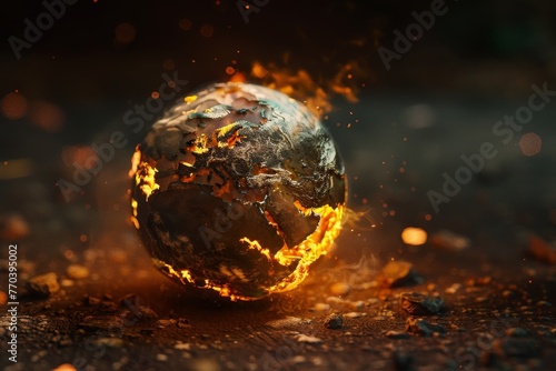 A globe with fire on it