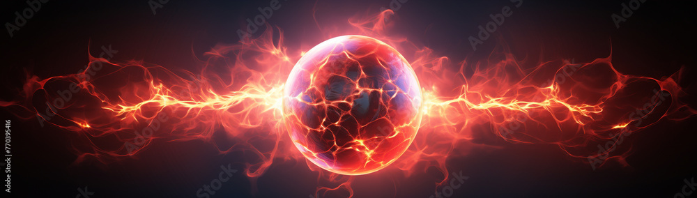 Electric plasma ball with tendrils of energy reaching outward. - obrazy, fototapety, plakaty 