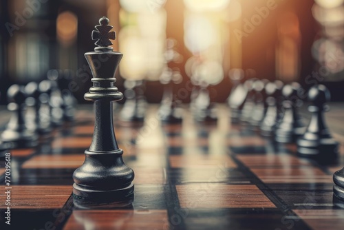 A chess piece is on a board in the background photo
