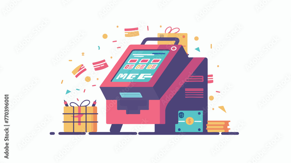 Register machine with voucher Flat vector isolated on