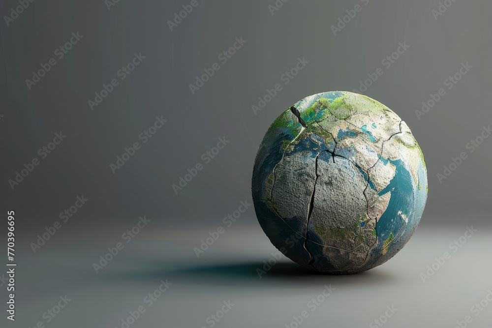 A broken globe with a crack in it A broken globe with a crack in it