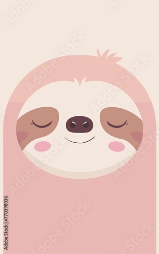 Cute sloth face vector digital illustration
