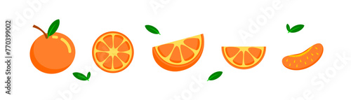 Orange fruit vector icon pack colored cartoon 