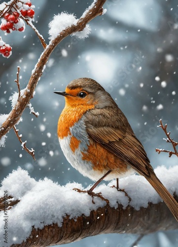 robin on snow © Ali